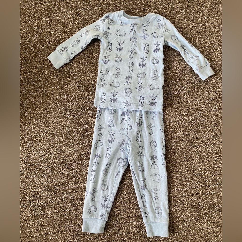 Janie and Jack Blue Bunny Pajama Set